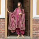 Classic Punjabi Suit with Ornate Shawl Detail
